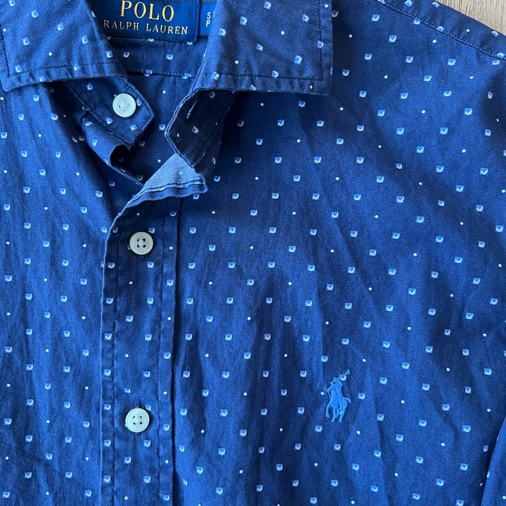 Ralph Lauren Men's Blue Polka Dot Shirt